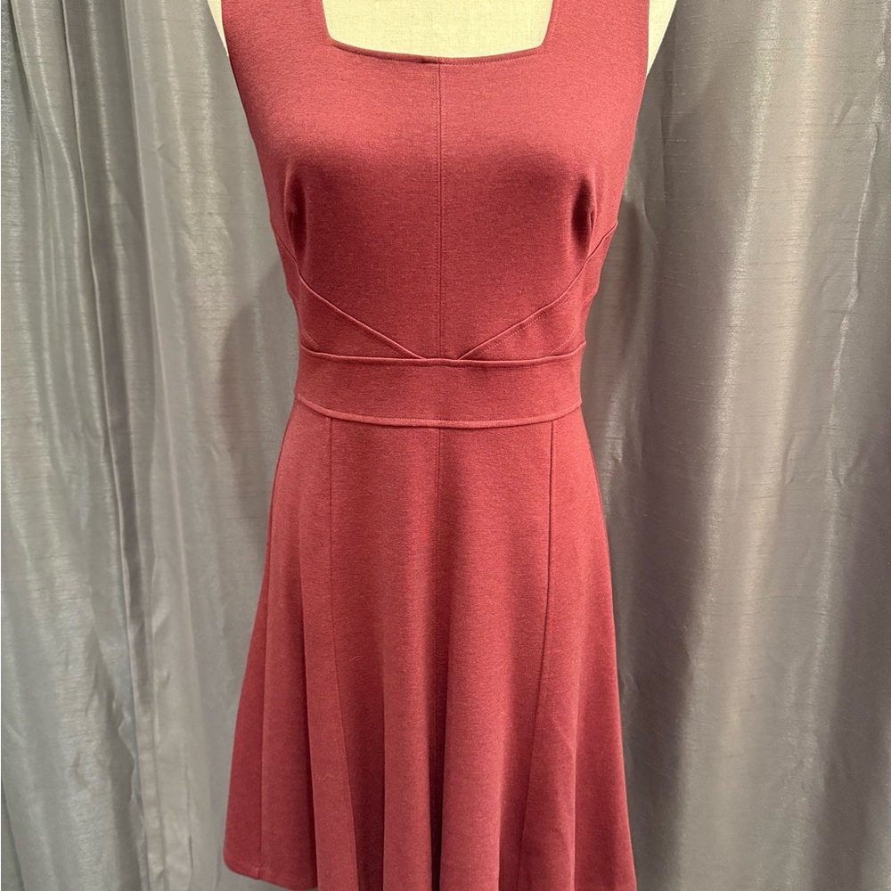 Elegant Square Neck Maroon Dress